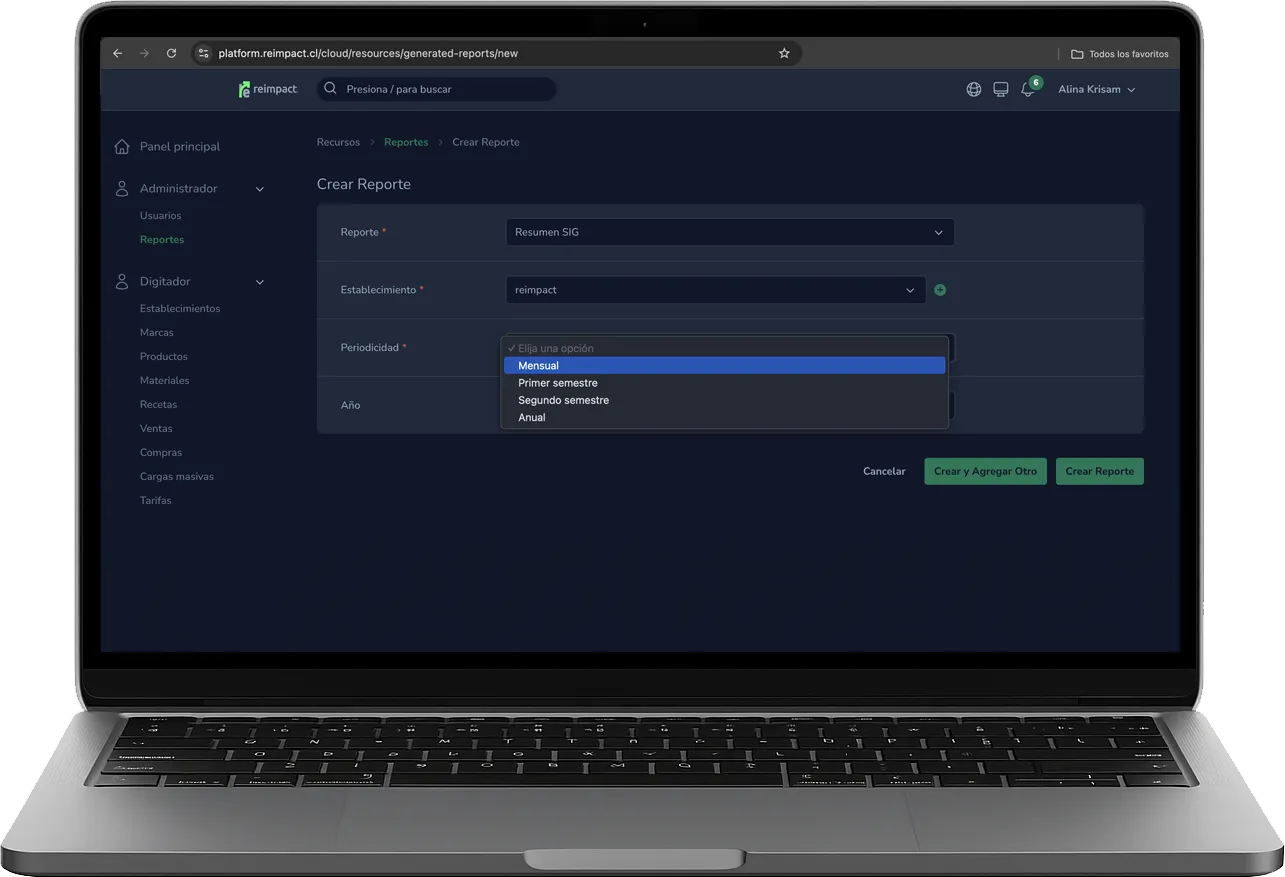 Vista de la plataforma en notebook